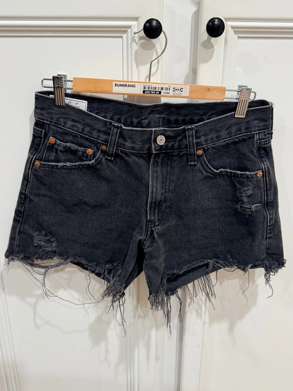 GAP Black Distressed Denim Cutoff Shorts